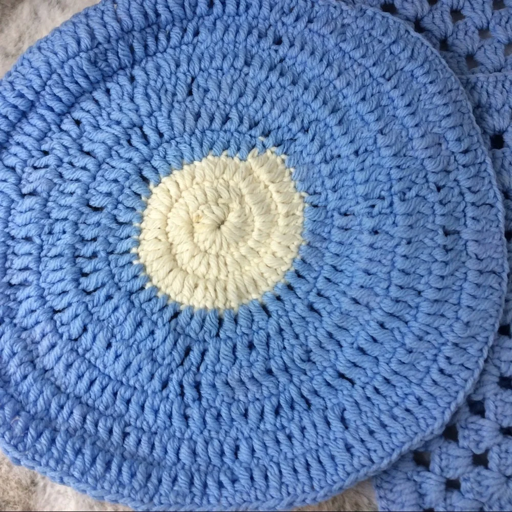 Handmade Crochet‎ Doilies Circle & Squares 3PC Set